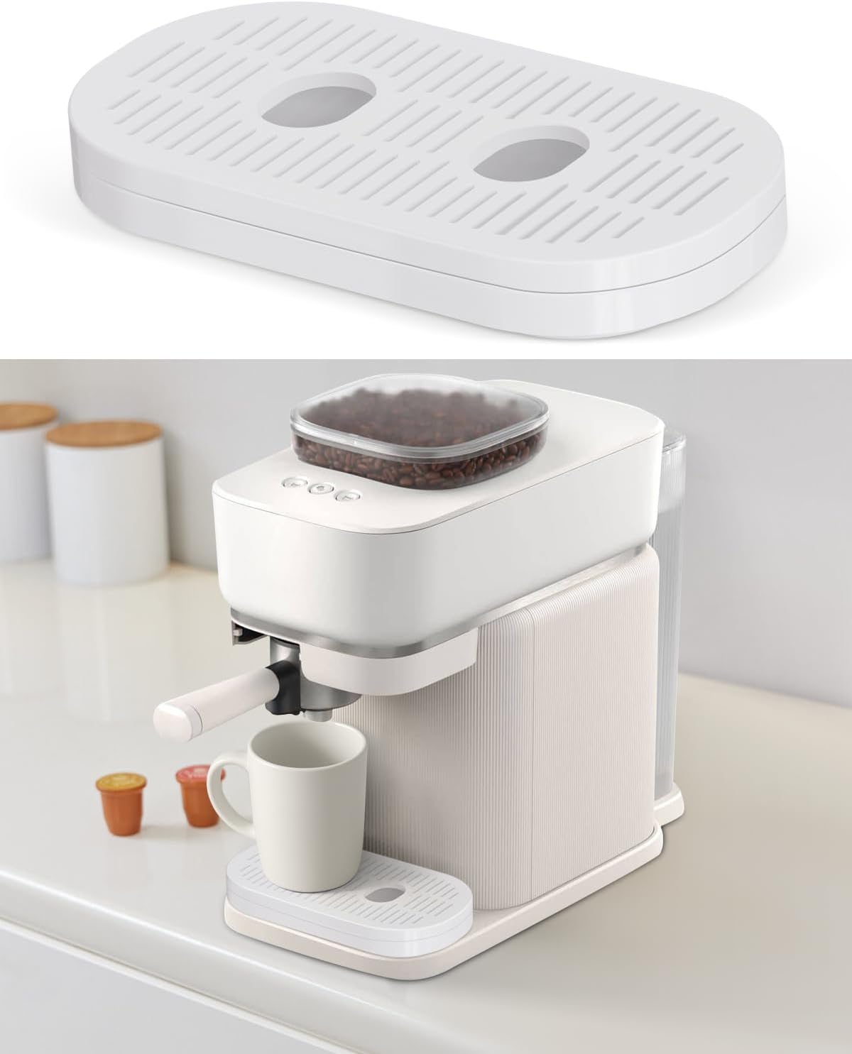 Drip Tray Lower & Extension for Philips Baristina Espresso Coffee Machine, Lower & Wider Base for Oversized Cups, PETG Material, Easy Clean