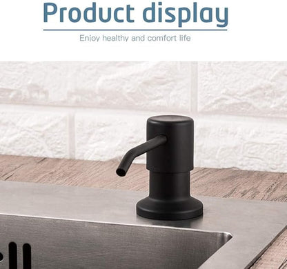 Soap Dispenser for Kitchen Sink (Matte Black), Built in Design Sink Soap Dispenser, Refill from The Top,Stainless Steel Kitchen Soap Pump with 10 fl.oz Bottle (300ml)