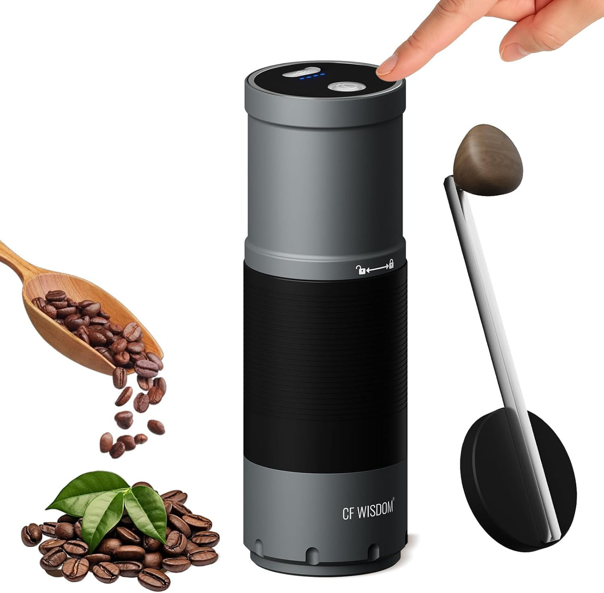 Portable Electric Coffee Grinder, Conical Burr Coffee Grinder – Dual Mode Manual & Electric Grinder Manual with Adjustable Grind Settings