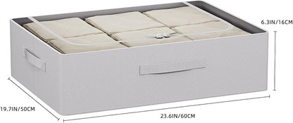 CYhom Under Bed Storage Bins Frame Storage Box Oxford Fabric Sturdy Underbed Container Foldable Stackable Large Capacity Clothes Organizer (Grey, 23.6" x 19.7" x 6.3")