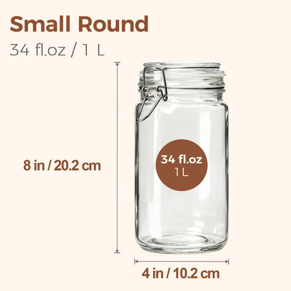 ComSaf Glass Pantry Jars with Airtight Lids 34 oz 3 Pack Coffee Canisters