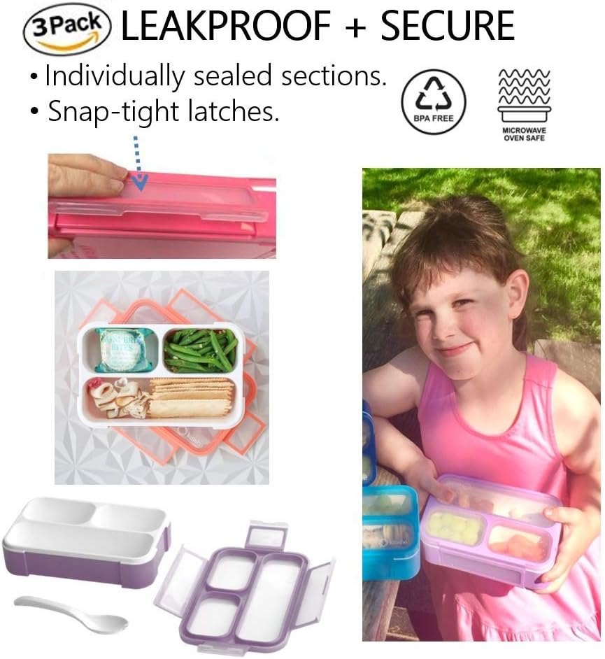kinsho Mini Lunch-Box Snack Containers for Kids, Small Bento-Box Portion Container, Toddler Pre-School, Leak-proof Boxes for Work, Travel