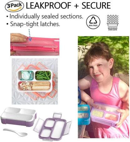 kinsho Mini Lunch-Box Snack Containers for Kids, Small Bento-Box Portion Container, Toddler Pre-School, Leak-proof Boxes for Work, Travel