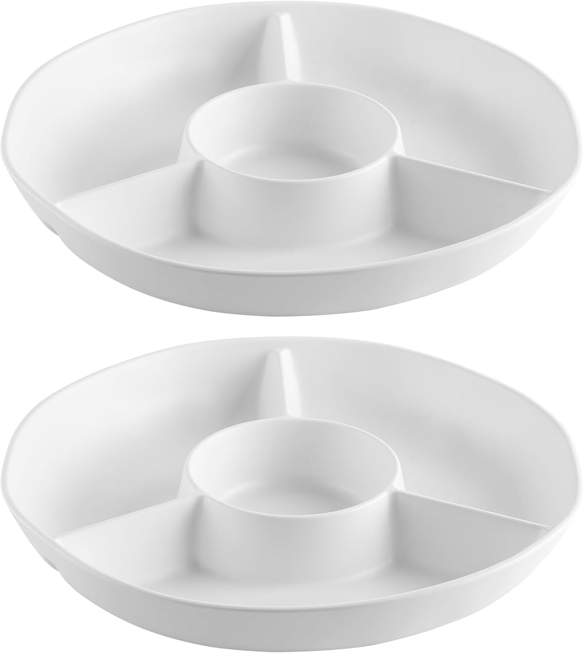 White Chip and Dip Serving Set, Divided Serving Platter Set, 4 Section Appetizers and Cheeses Serving Tray, Compartment Dishes for Party, Christmas