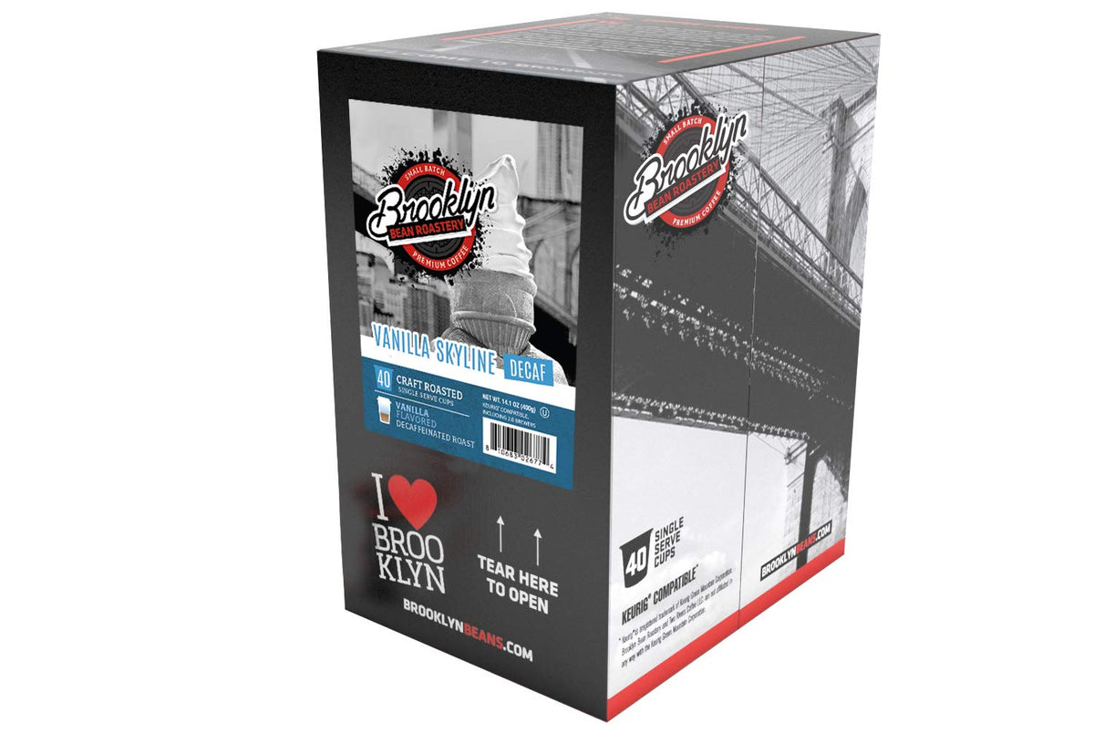 Brooklyn Beans Coffee Pods, Vanilla Skyline Decaf - Compatible with Keurig K Cup Brewers Including 2.0 Machines, 40 Count