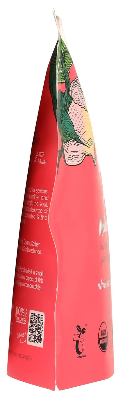 The Tea Spot Organic Meditative Mind Herbal Tea, Blend of White Tea, Jasmine and Rose, Calming & Welness Caffeine Free Elixir
