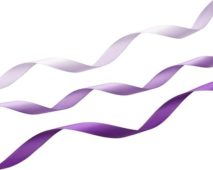 QIANF Purple Double Face Satin Ribbon 3/8 Inch x 45 Yards Lavender Fabric Ribbon for Gift Wrapping, Flower Bouquets, Hair Bows Making, Wedding Decoration, Invitation Cards, Christmas (3 Rolls *15Yd)