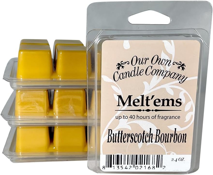 Our Own Candle Company Premium Wax Melt, Butterscotch Bourbon Scent, 6 Cubes, 2.4 oz (4 Pack)