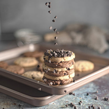 10 x 15 inch Nonstick Jelly Roll Sheet Pan 2-Pack, PFOA &amp; BPA Free | | Non-Toxic - High Carbon Steel - Gold - Cookie Baking Sheets for Oven