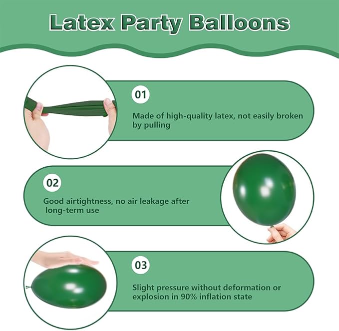 Green and Gold Balloons,60Pcs Dark Green Balloons,12in Gold and Green Latex Balloon for Birthday Graduation St. Patrick's Day Jungle Party Decorations