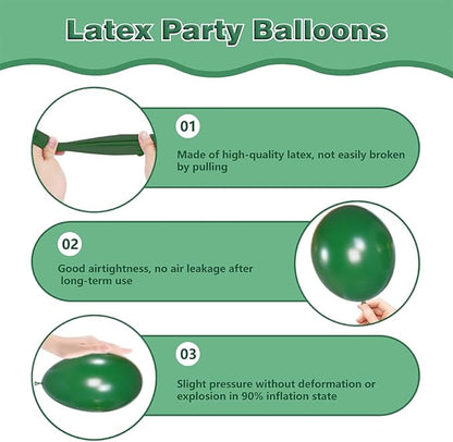 Green and Gold Balloons,60Pcs Dark Green Balloons,12in Gold and Green Latex Balloon for Birthday Graduation St. Patrick's Day Jungle Party Decorations