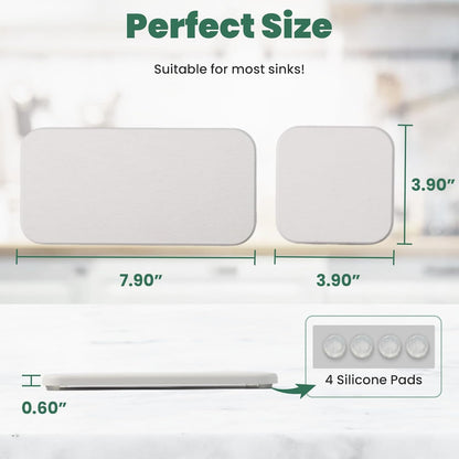 3PCS Water Absorbing Diatomaceous Earth Tray for Sink, Fast Drying Soap & Toothbrush Holders for Bathroom Counter, 1 Stone Tray, 2 Stone Coasters