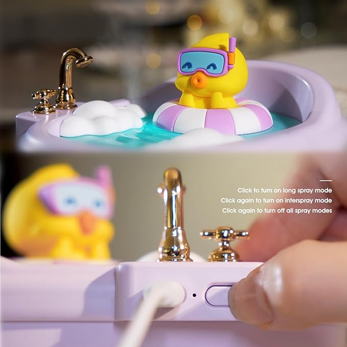 Cute Humidifier for Bedroom,Top Fill 0.34L Desk Mini Humidifier Aroma Diffuser,Cool Mist,20db Quiet,Easy Clean,Colorful Light, Auto Shut off,Small Humidifier for Baby Room,Plants,Home,Office (Purple)