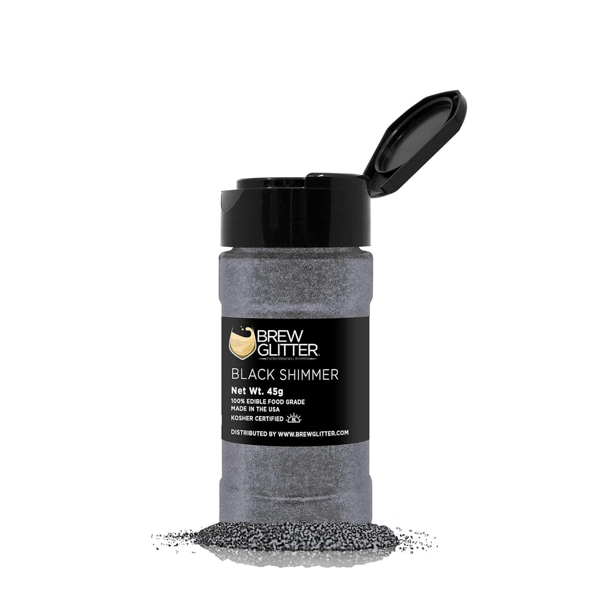 Brew Glitter - Black Shimmer (45g 1x Shaker Jar), Edible Glitter For Drinks, Beer and Cocktail Beverages by Bakell