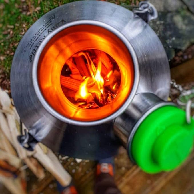 Base Camp' Kelly Kettle® 54fl.oz. | Stainless Steel | Whistles When Boiled | Kettle & Camp Stove in one | Ultra-fast | Wood Fuelled | NO Batteries/Gas | Camping, Fishing, Scouts, Picnics, Emergencies