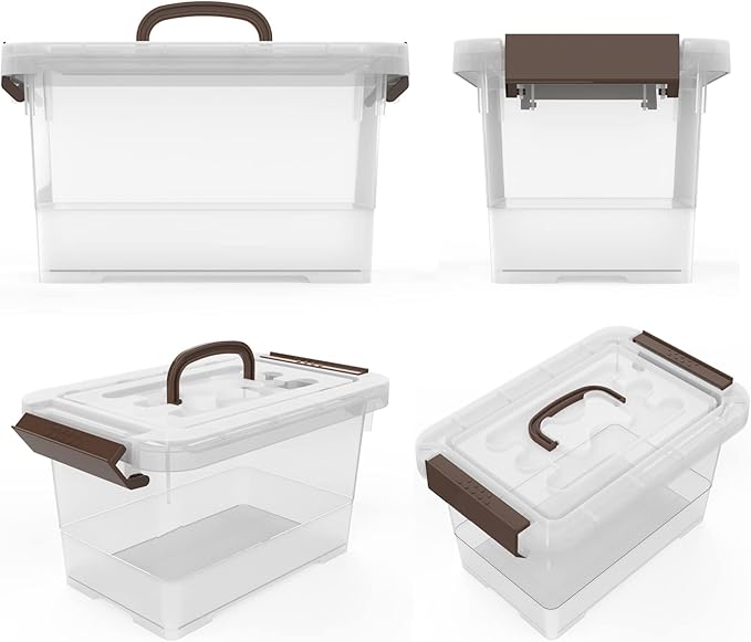 WYT Clear Storage Latch Box, 6 Pack Storage Organizer Bins with Latching Handle and Lids, 3.5 Quart