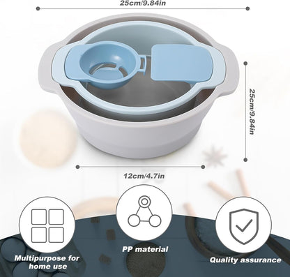4-in-1 Baking Tools Set, Multifunctional Flour Sifter, Egg Separator, Mixing Bowl & Dough Scraper for Pastry & Cake Making