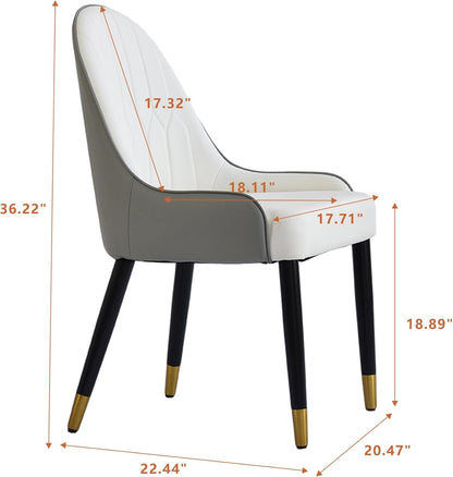 Montary 9 Piece Dining Table Chairs Set, Modern Dining Table Set of 8, Includes 59" D Marble Round Table with Antique Brass Metal Base, 8 Gray White Dining Chairs for Home, Kitchen