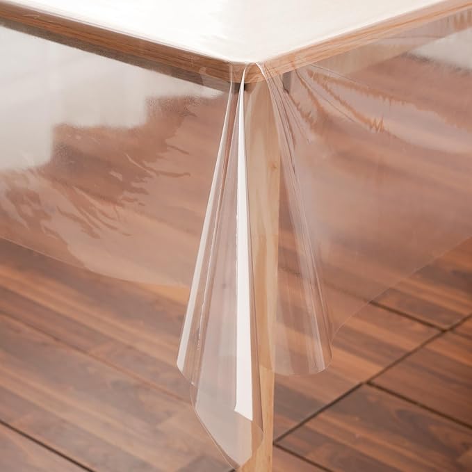 Clear Plastic Tablecloth Protector 54x54 inch Waterproof Oilproof Stain Resistant Wipeable Table Cover for Dining Tables