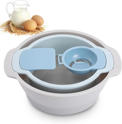 Multifunctional Flour Sifter for Baking, Egg Separator, Mixing Bowl & Scraper, 4-in-1 Baking Tool Set for Pastry & Cupcakes