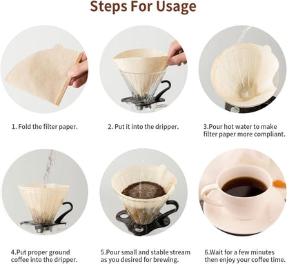 Coffee Filters, Size 02 Unbleached Cone Filters, 200 Count Disposable Natural Paper Filters 2-4 Cup, 02 Cone For Pour Over and Drip Coffee Maker