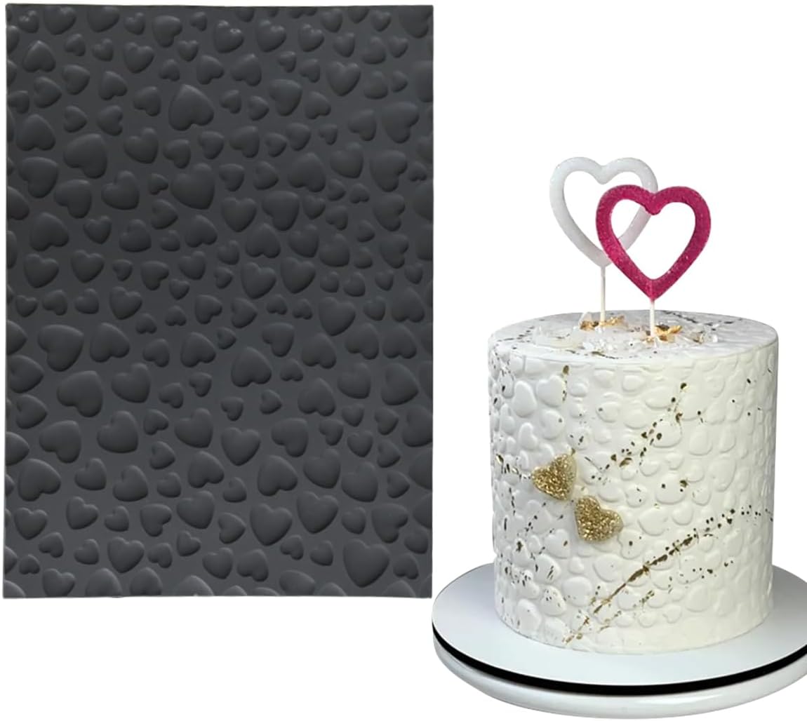 mostsom Silicone Lace Cake Mold Heart Pattern Flexible Sugar Craft Decorating Tool for Baking, Fondant, Chocolate, and Resin Molding Non-Stick Cake Decorating Molds (B_ Heart)