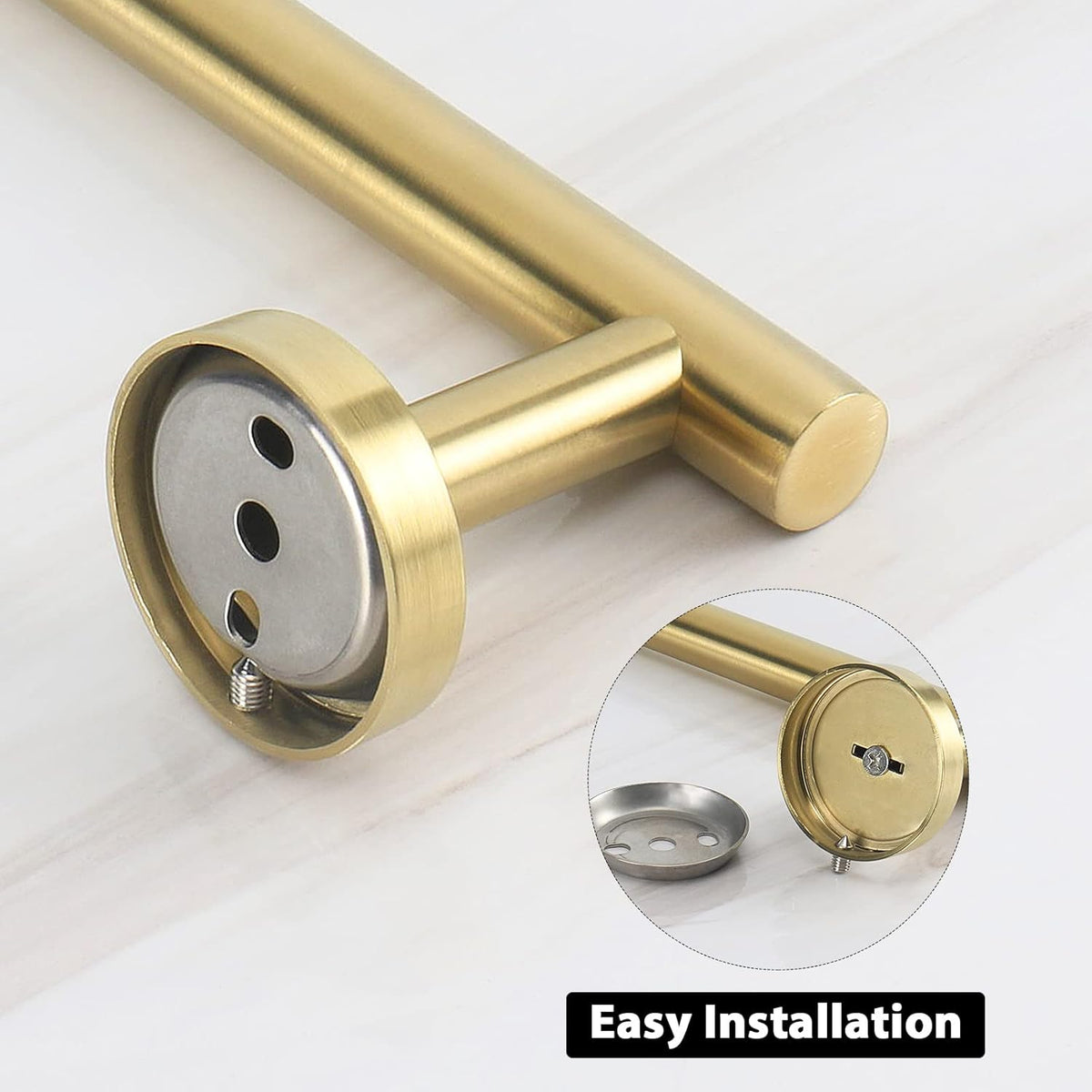 NearMoon Bath Towel Bar, Bath Accessories Thicken Stainless Steel Shower Towel Rack for Bathroom, Towel Holder Wall Mounted (1 Pack, Brushed Gold, 26 Inch)