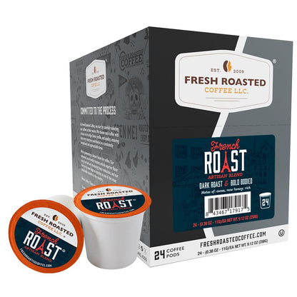 Fresh Roasted Coffee, French Roast, Dark K-Cup Pods for Keurig Brewers, Dark Roast, Kosher, 24 Count (Pack of 1)