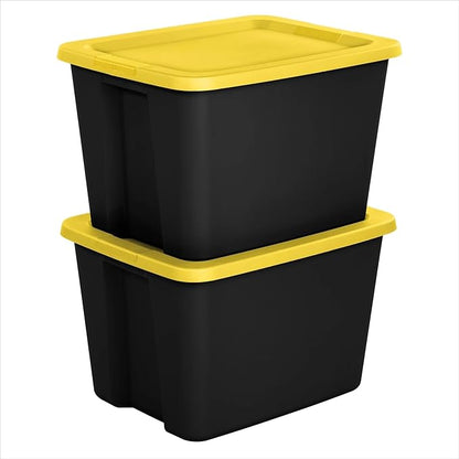 18 Gallon Plastic Storage Bin with Secure Snap Lid (Pack of 8) - Stackable Organizer Tote with Handles- Perfect for Closet, Dorm & Home Organization (yellow, (8 Pack) 18-Gallon)