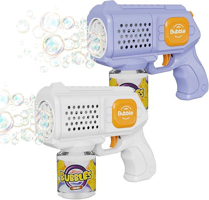 2-Pack Bubble Guns Automatic 10-Hole Bubble Maker with Lights Fun Toy for Kids & Pets Over 10,000 Bubbles Per Minute with Bubble Solution Ideal Gift for Birthdays/Parties/Weddings