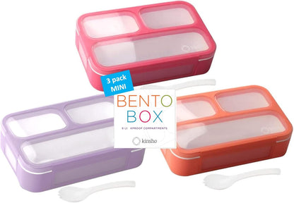 kinsho Mini Lunch-Box Snack Containers for Kids, Small Bento-Box Portion Container, Toddler Pre-School, Leak-proof Boxes for Work, Travel