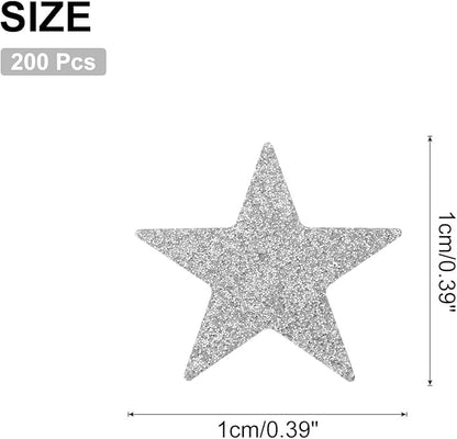 MECCANIXITY 200Pcs Star Confetti, Silvery, 0.39"x0.39", Paper, Plastic, Birthday, Wedding