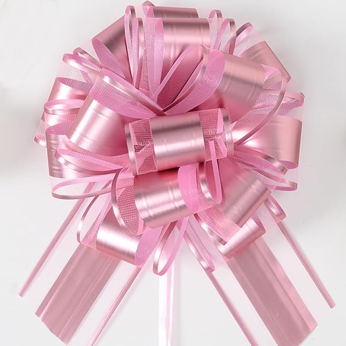 Pink Bows for Gift Wrapping, 6PCS Gift Bows for Wedding, Christmas, Birthday, Flower Arrangements, Party Decoration, 6 Inches (Pink)