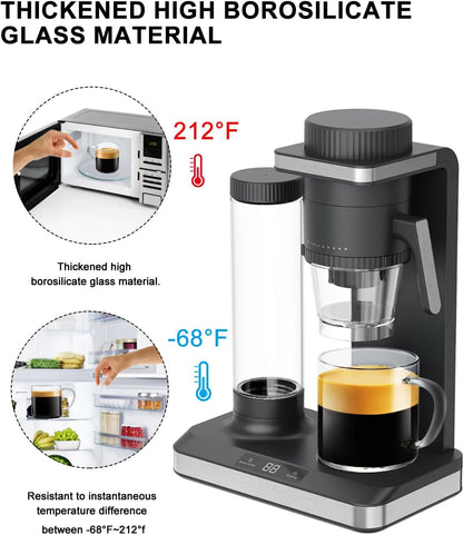 Luxu Glass Coffee Mugs Set of 4,14 oz Clear Coffee Cups,Hand Blown&Seamless Design,Heat Resistant and Explosion-Proof