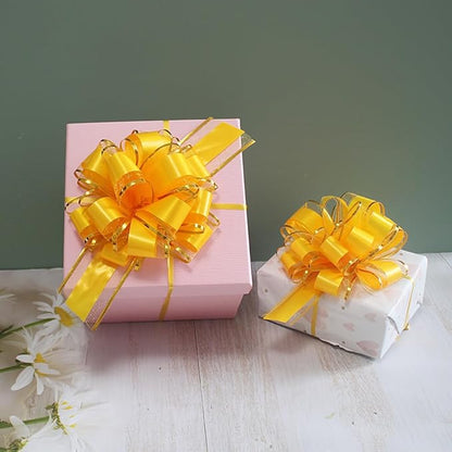 HQJAXJ 6 Pcs Pull Bows - Gift Wrapping Bows for Christmas, Wedding, Valentine's Day - 6 Inch (Yellow)