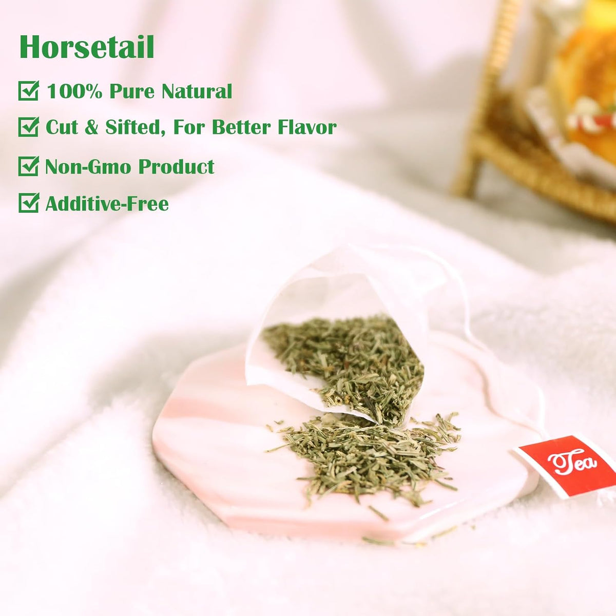Tearelae - Premium Horsetail Tea Bags - 1.5g x 40 Count - Natural Dried Horsetail Herb - Cola De Caballo Hierba - Non-GMO - Caffeine-free