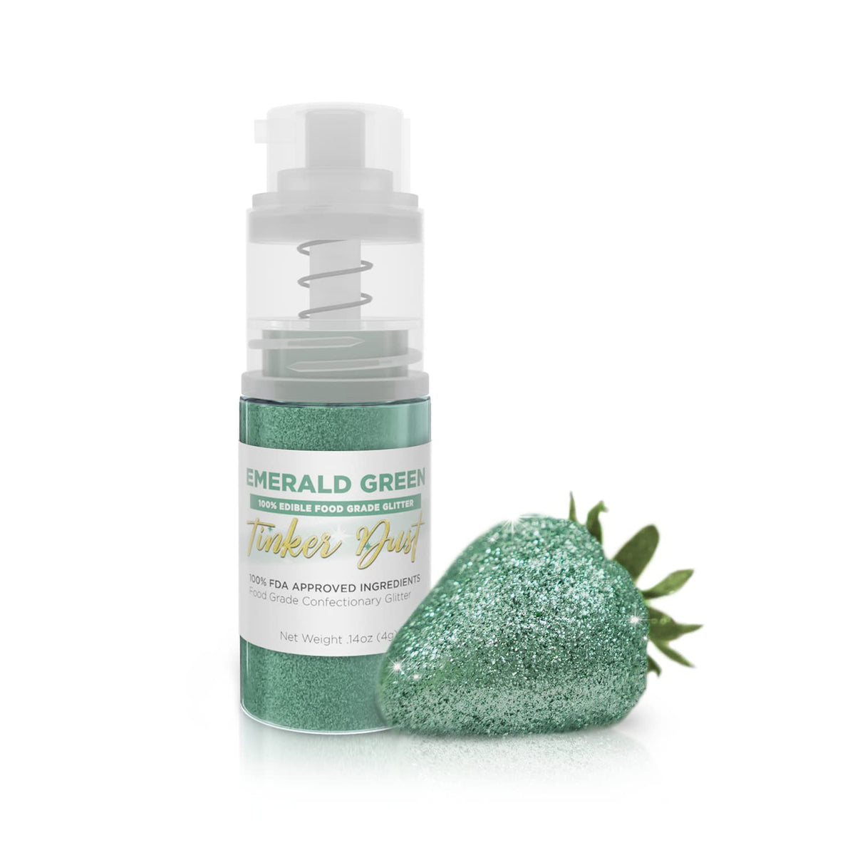 Bakell - Emerald Green Tinker Dust (4g, 1x Mini Spray Pump) Edible Glitter for Food, Desserts, and Beverages!