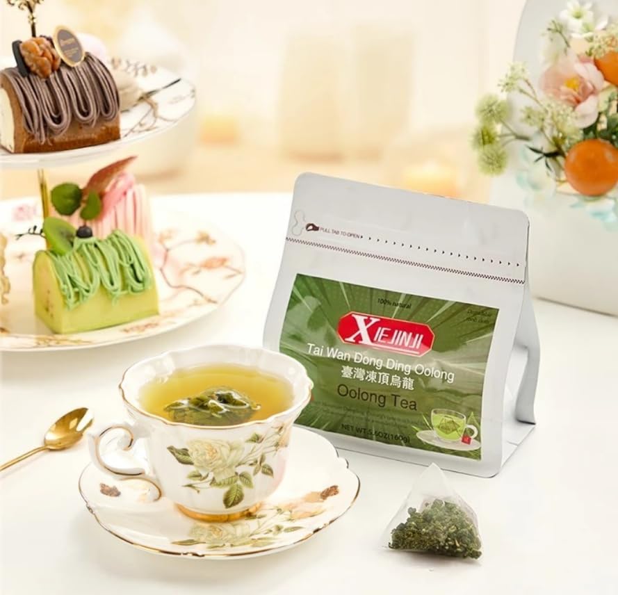 Xiejinji Premium Oolong Tea, Taiwan Dongding Oolong TeaBags, 3.2g x 50 Count, High Mountain Tea, No Sugar & No Additives, Low-Caffeine
