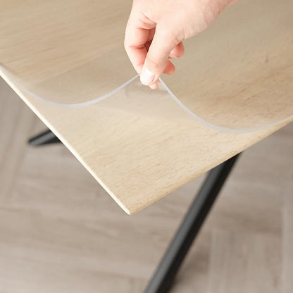 Clear Table Cover Protector, 40x68 inch , German Quality with 2 Mm Thickness, Stain Resistant Dining Pad with Beveled Edges, Washable Tablecloth, Fitted Clear Desk Cover for Indoor & Outdoor Use