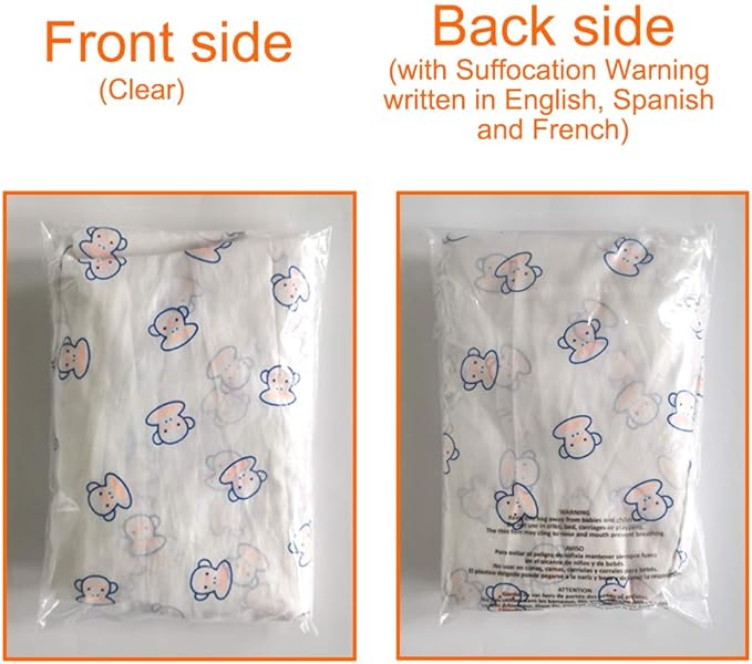 200 Count 11x14 Inch Self Seal Clear Poly Bags with Suffocation Warning for Packaging Clothing, T Shirts, Decorative Wrappers and More with Permanent Adhesive(1.5mil)