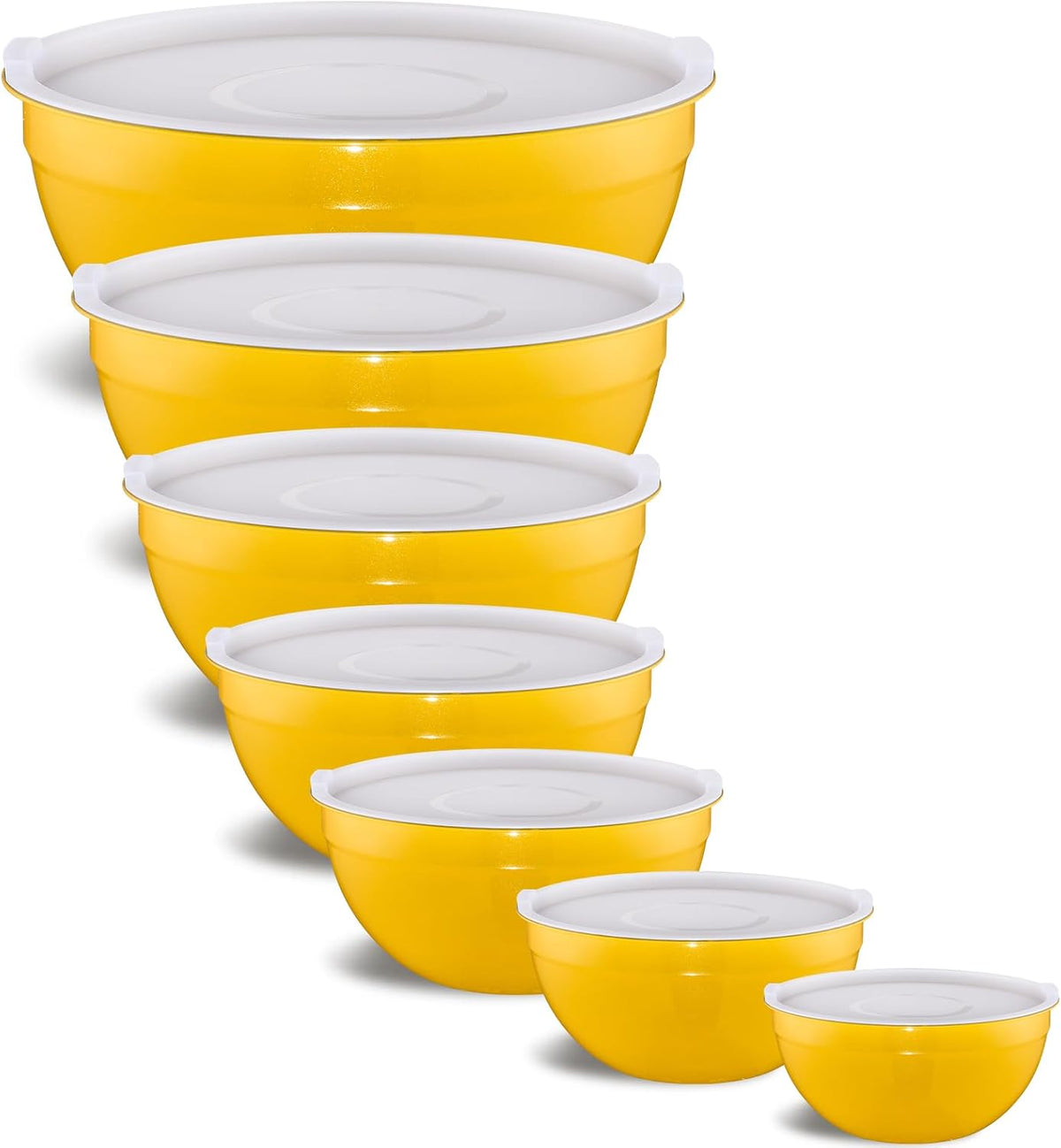 Yellow Mixing Bowls With Airtight Lids,Stainless Steel Bowl,Salad Bowls 7 Piece Colorful Nesting Bowl Yellow Kitchen Accessories,Size 7,3.6,2.7,2.1