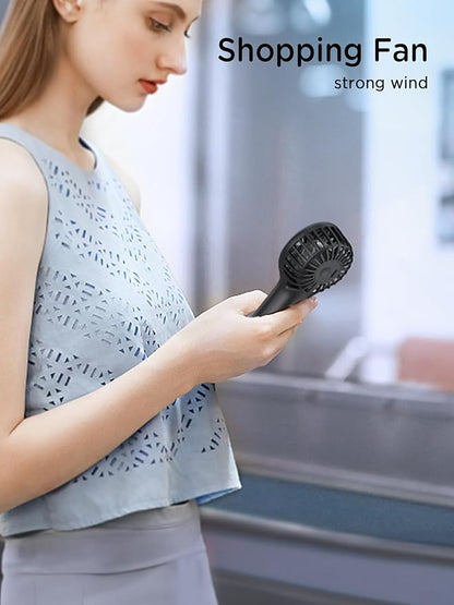 EasyAcc Mini Portable Fan,Handheld Fan,3 Speed Personal Small Makeup Fan 2000 Battery Hand Fan,Lightweight Washable USB Rechargeable Little Fan for Lash Stylish Girl Women Travel Gift Fan Black