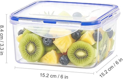 KIGI 42 oz Square Food Storage Containers, Leak-proof &Airtight, 4-Sided Locking Lid, Ideal for Lunch, Meal Prep, Leftover & Salad, BPA-Free Plastic, 5.2 cup, 6 Piece Set