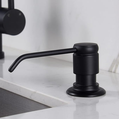 Gagal Soap Dispenser (Matte Black) and Extension Tube Kit for Kitchen Sink, Complete Brass Pump with 40" Silicone Tube Connect to The Bottle Directly, Say Goodbye to Frequent Refills