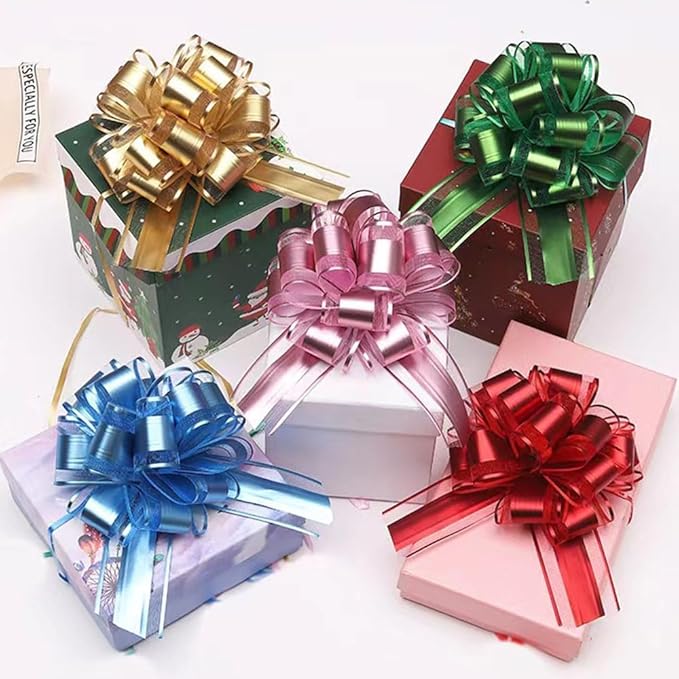 Pink Bows for Gift Wrapping, 6PCS Gift Bows for Wedding, Christmas, Birthday, Flower Arrangements, Party Decoration, 6 Inches (Pink)