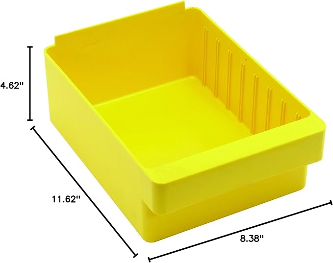 Quantum QED701YLCS Super Tuff Euro Drawer | Customizable Stacking Bin Organizer for Warehouse Manufacturing | (8) Divider Slots | 11-7/8"W x 8-3/8"D x 4-5/8"H, Yellow, Polysteryne (Set of 24)