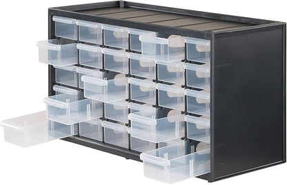 CRAFTSMAN Storage Organizer, 30 Small Drawer Modular Storage System, Easily Stackable, Plastic, Black, White (CMST40730)