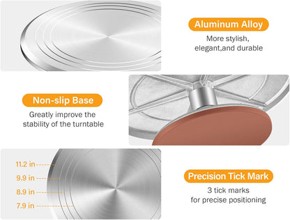 Kootek Aluminium Cake Turntable, 12 Inch Rotating Cake Stand, 35 pcs Cake Decorating Kit Supplies with 24 Numbered Icing Piping Tips
