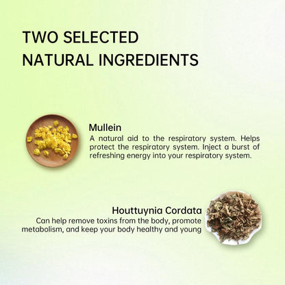 Mullein and Houttuynia Cordata Herbal Tea -Lung Clean,Detox & Respiratory Support,Moisturizing and Nourishing Lung, Natural Herb,20 Tea Bags 60g(2.12oz)