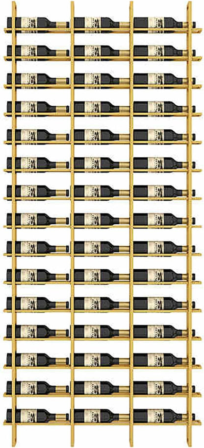 Wine Rack Freestanding Floor, 16 Tier 48 Bottle Capacity Display Holder, Industrial Wine Bottle Storage Shelves, for Any Bar, Wine Cellar, Kitchen, Dining Room (Gold, 3 Column)